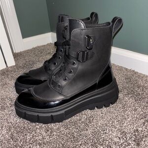 Sorel Black Chunky Platform Lace-Up Boots